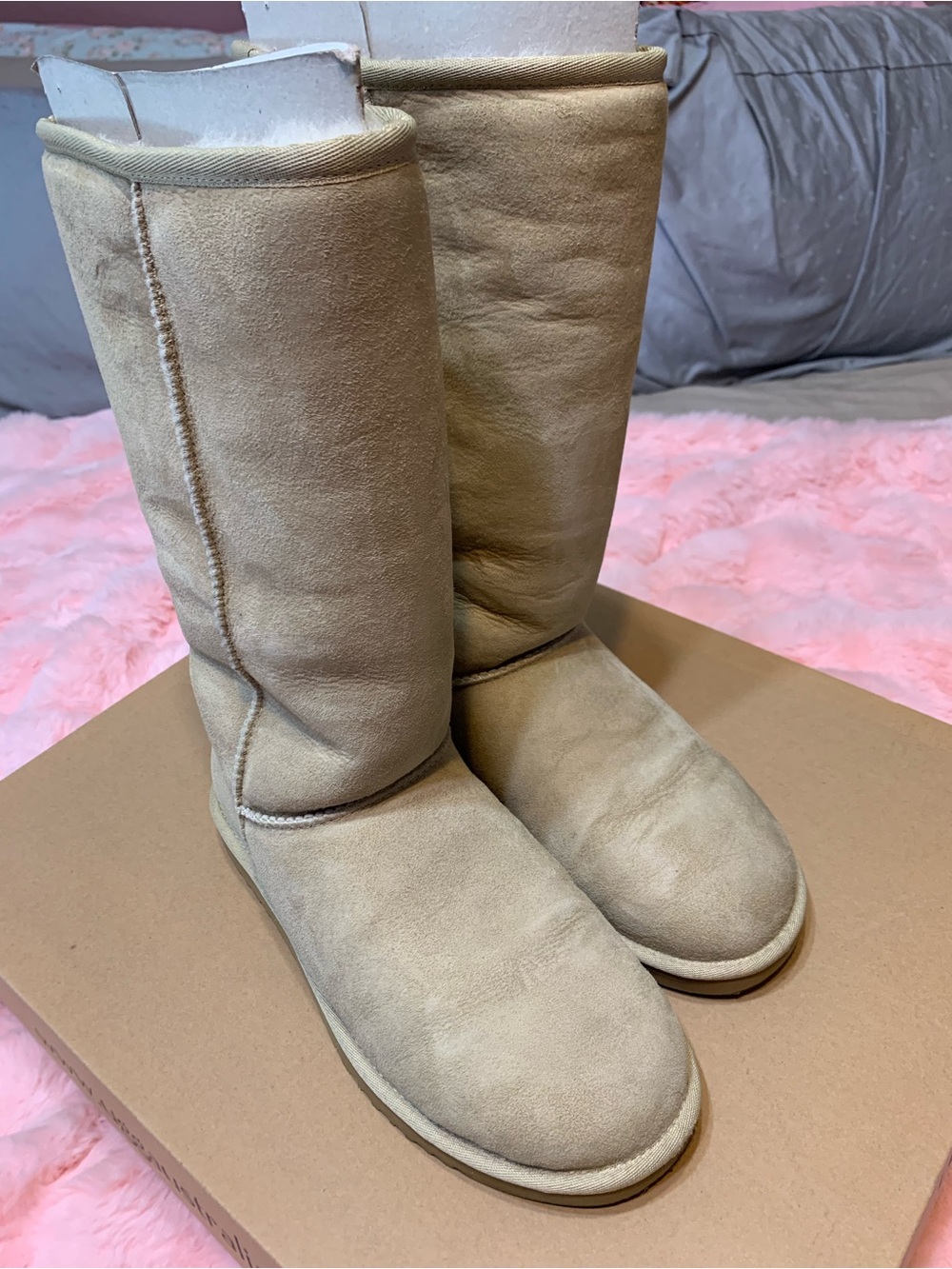 UGG Tall Shearling Boots in Beige